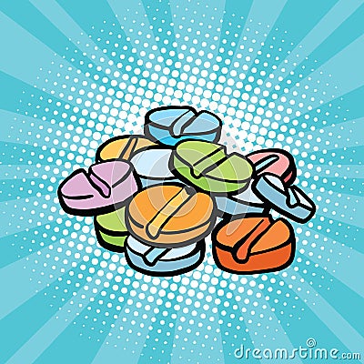 Colorful medical pills, sports doping and drugs Vector Illustration