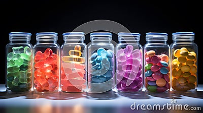 Colorful Medicine Array in Glass Stock Photo