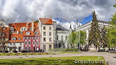 The Livu Square in Riga Old Town, Latvia Stock Photo