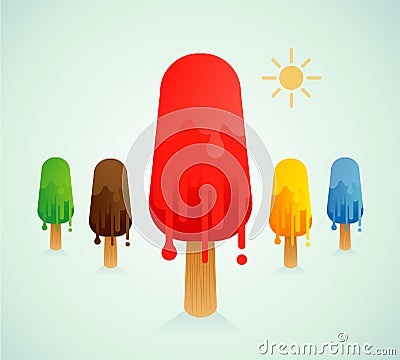 Colorful melt Ice Cream. Vector Illustration Vector Illustration