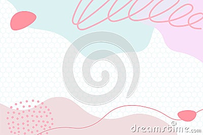 colorful Memphis modern abstract shapes Cute pink with hexagon backgrounds vector Vector Illustration