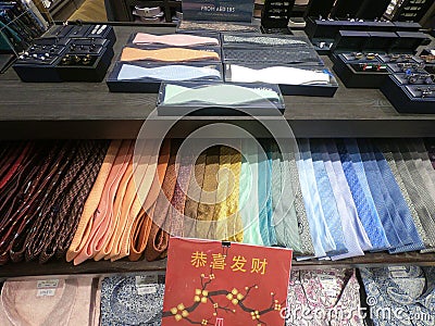 Colorful Men Ties Displayed for Sale. Collection of Colourful Shades of Ties at a Store Editorial Stock Photo