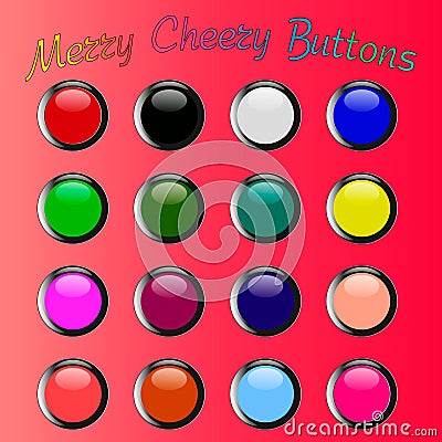 Colorful merry cheery shiny buttons Vector Illustration