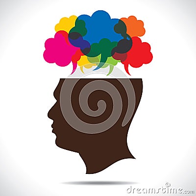 Colorful message cloud in head Vector Illustration