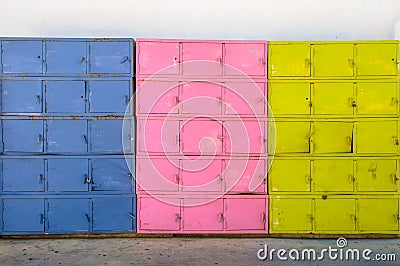 Colorful metal boxes Stock Photo