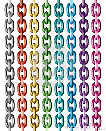 Colorful metal chains Vector Illustration