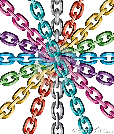 Colorful metal chains Vector Illustration