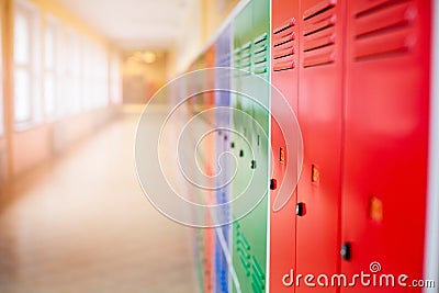 Colorful metal lockers Stock Photo