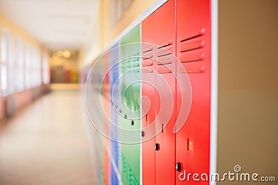 Colorful metal lockers Stock Photo