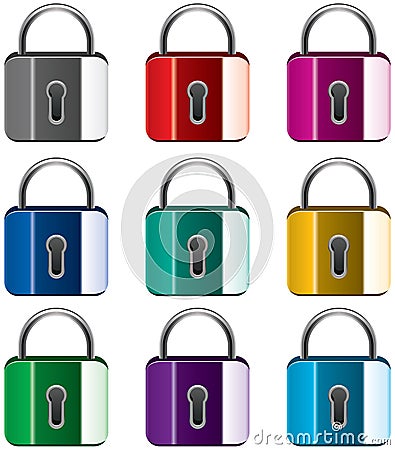 Colorful metal locks Vector Illustration