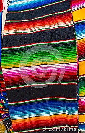 Colorful Mexican Blankets Testiles Handicrafts Oaxaca Mexico Stock Photo