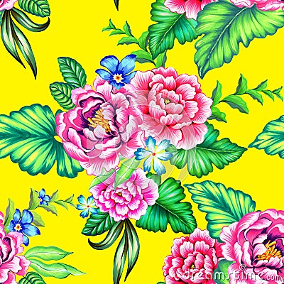 Colorful Mexican floral pattern Cartoon Illustration