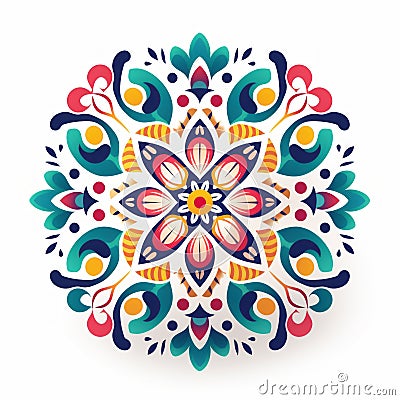 Colorful Mexican Folklore-inspired Flower On White Background Stock Photo