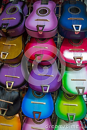 Colorful Mexican Guitars Stock Photo