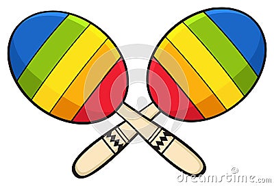 Colorful Mexican Maracas Crossed. Vector Illustration Vector Illustration