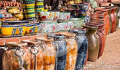 Colorful Mexican Pottery Stock Photo