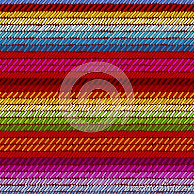 Colorful mexican serape blanket rug woven striped fabric seamless pattern, vector Vector Illustration