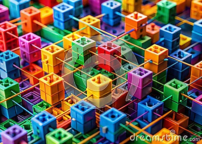 A Colorful Microcosm of the Global Internet Interlocking Building Blocks Showcase the Interconnected World Wide Web Stock Photo