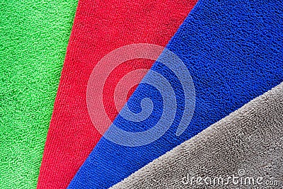 Colorful microfiber fabric for dust removal and cleaning wax on car or absorb water after car wash for dry Stock Photo