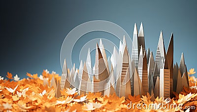 Colorful miniature illustration on the theme of the autumn city,Generated by AI Cartoon Illustration