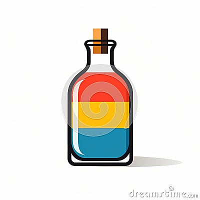 Colorful Minimalist Bottle Icon With Mystic Symbolism Cartoon Illustration