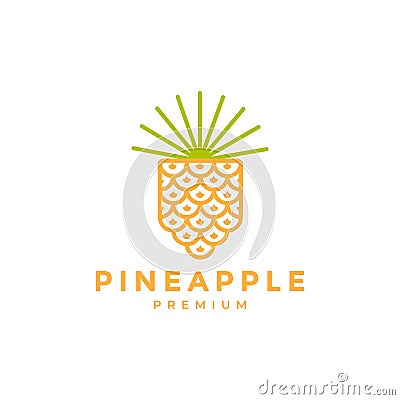 Colorful minimalist pineapple fruit logo design, vector graphic symbol icon illustration creative idea Vector Illustration