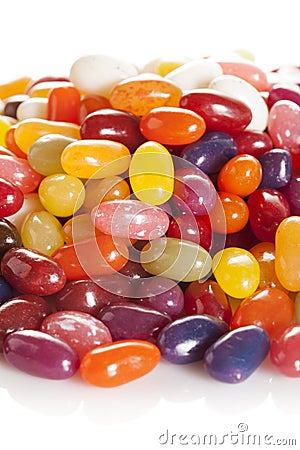 Colorful Mixed Fruity Jelly Beans Stock Photo