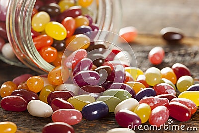 Colorful Mixed Fruity Jelly Beans Stock Photo