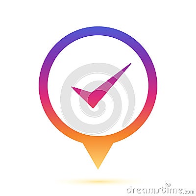 Colorful accept sign in circle pin icon Vector Illustration