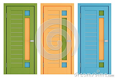 Colorful modern doors on white Stock Photo