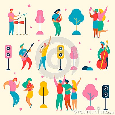 Music fest set Vector Illustration