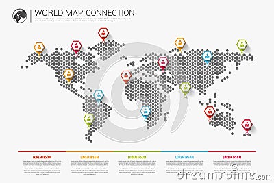 Colorful modern infographic world map connection concept. Vector Vector Illustration