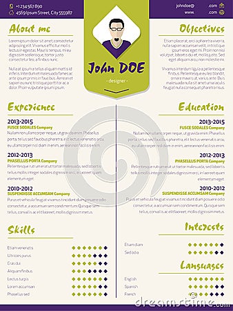 Colorful modern resume curriculum vitae template with design elements Vector Illustration