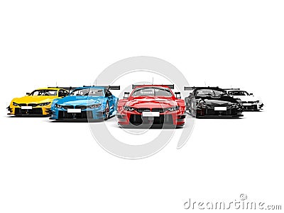 Colorful modern super race cars Stock Photo