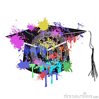 The colorful mortarboard cap Vector Illustration