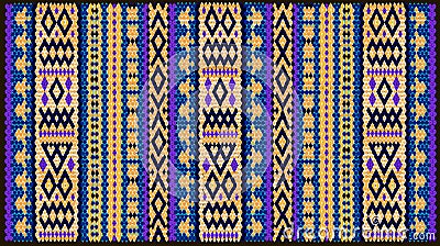 mosaic oriental kilim rug with traditional folk geometric ornament Vector Illustration