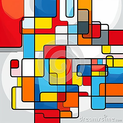 Colorful Mosaic Pattern In The Style Of Modular Constructivism Cartoon Illustration