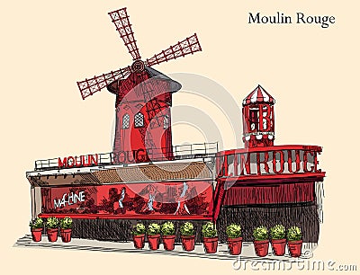 Colorful Moulin Rouge Vector Illustration