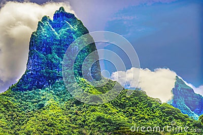 Colorful Mount Tohivea Highest Mountain Moorea Tahiti Stock Photo