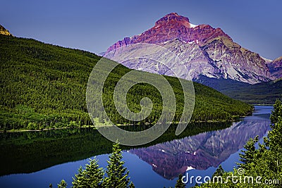 Colorful mountain in Glacier National Park Stock Photo