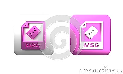 Colorful MSG file document. Download msg button icon isolated on white background. MSG file symbol. Square button. 3D Cartoon Illustration