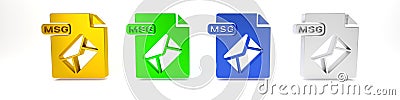 Colorful MSG file document. Download msg button icon isolated on white background. MSG file symbol. Minimalism concept Cartoon Illustration