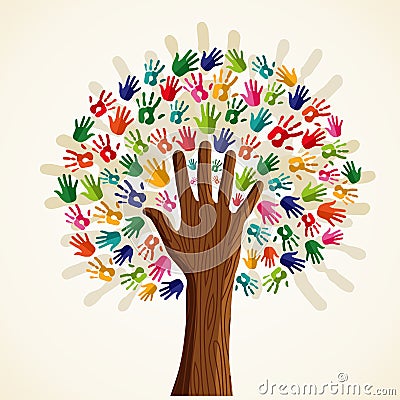 Colorful multi-ethnic tree Vector Illustration