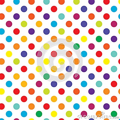 Colorful, multicolor, varicolored dotted, dots, circles pattern, background Geometry is seamlessly repeatable Vector Illustration