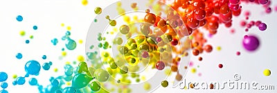 Colorful multicolored enzymes on a white background, enzymes to speed up a chemical reaction, banner Stock Photo