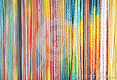 Colorful multicolored rope texture in line,vertical patterns for background Stock Photo