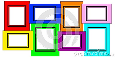 Colorful Multiple Blank Picture Frame Set Stock Photo