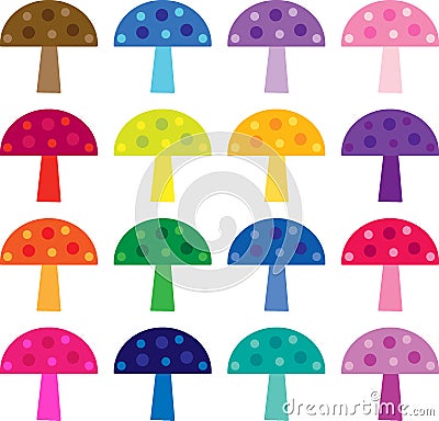 Colorful mushroom clipart Stock Photo