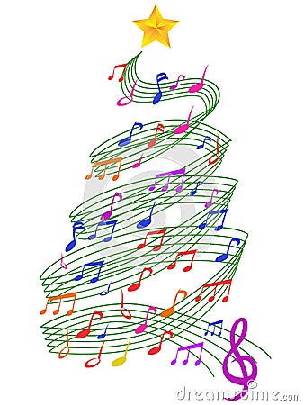 Colorful Music Christmas Tree Vector Illustration