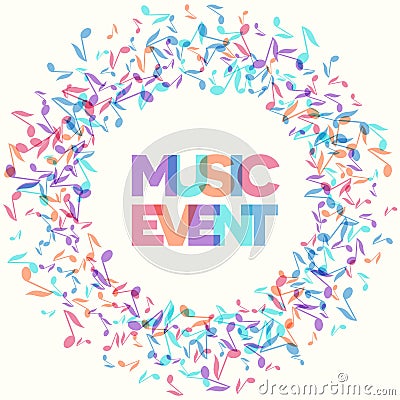 Colorful Music Event notes background. Vector Illustration Vector Illustration